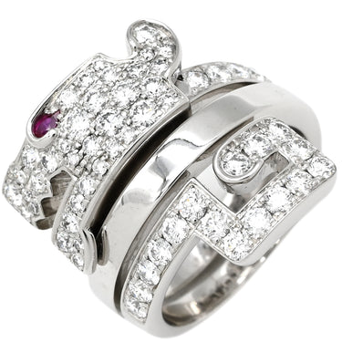 カルティエ Cartier ル ベゼデュ ドラゴン ホワイトゴールド K18WG ダイヤモンド ルビー #51(JP11) リング 指輪 18金 750WG 10号