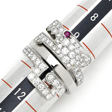 カルティエ Cartier ル ベゼデュ ドラゴン ホワイトゴールド K18WG ダイヤモンド ルビー #51(JP11) リング 指輪 18金 750WG 10号