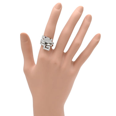 カルティエ Cartier ル ベゼデュ ドラゴン ホワイトゴールド K18WG ダイヤモンド ルビー #51(JP11) リング 指輪 18金 750WG 10号