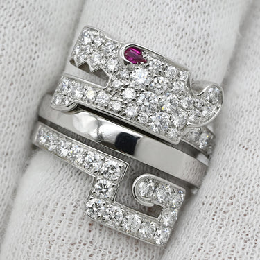 カルティエ Cartier ル ベゼデュ ドラゴン ホワイトゴールド K18WG ダイヤモンド ルビー #51(JP11) リング 指輪 18金 750WG 10号