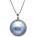 ノンブランド NON BRAND ネックレス プラチナシルバー Pt900 パール Pt850 ネックレス マベパール 真珠 プラチナム ハーフパール ブルー 青 ペンダント