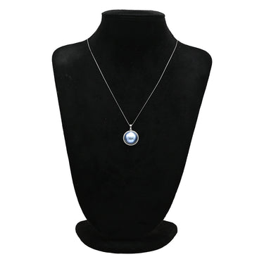 ノンブランド NON BRAND ネックレス プラチナシルバー Pt900 パール Pt850 ネックレス マベパール 真珠 プラチナム ハーフパール ブルー 青 ペンダント