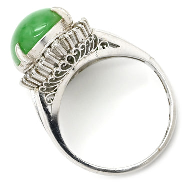 ノンブランド NON BRAND ヒスイ 5.90ct ダイヤモンド プラチナシルバー Pt900 ヒスイ ダイヤモンド リング 指輪 緑 グリーン 翡翠 ひすい ジェダイト プラチナ900 8号