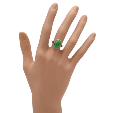 ノンブランド NON BRAND ヒスイ 5.90ct ダイヤモンド プラチナシルバー Pt900 ヒスイ ダイヤモンド リング 指輪 緑 グリーン 翡翠 ひすい ジェダイト プラチナ900 8号