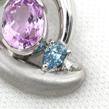 ノンブランド NON BRAND クンツァイト ダイヤ ペンダント プラチナシルバー Pt850 クンツァイト Pt900(トップ） ダイヤモンド ネックレス Pt900 プラチナム ダイヤモンド クンツァイト ピンク ブルー ハート Pt850 1.75ct