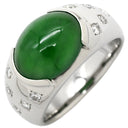 ノンブランド NON BRAND ヒスイ ダイヤモンド プラチナシルバー Pt900 ヒスイ ダイヤモンド リング 指輪 緑 グリーン 翡翠 ひすい ジェダイト 4.62ct プラチナ900 オーバルカボションカット 15号