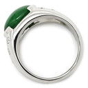 ノンブランド NON BRAND ヒスイ ダイヤモンド プラチナシルバー Pt900 ヒスイ ダイヤモンド リング 指輪 緑 グリーン 翡翠 ひすい ジェダイト 4.62ct プラチナ900 オーバルカボションカット 15号