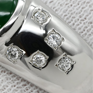 ノンブランド NON BRAND ヒスイ ダイヤモンド プラチナシルバー Pt900 ヒスイ ダイヤモンド リング 指輪 緑 グリーン 翡翠 ひすい ジェダイト 4.62ct プラチナ900 オーバルカボションカット 15号