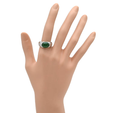 ノンブランド NON BRAND ヒスイ ダイヤモンド プラチナシルバー Pt900 ヒスイ ダイヤモンド リング 指輪 緑 グリーン 翡翠 ひすい ジェダイト 4.62ct プラチナ900 オーバルカボションカット 15号