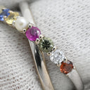 ノンブランド NON BRAND ホワイトゴールド×マルチカラー K18WG ダイヤモンド ルビー ピンクスピネル サファイア(イエロー/グリーン/ブルー) ガーネット パール クリソベリルキャッツアイ リング 指輪 ダイヤ ルビー ピンクスピネル サファイア ガーネット パール クリソベリルキャッツアイ 14号