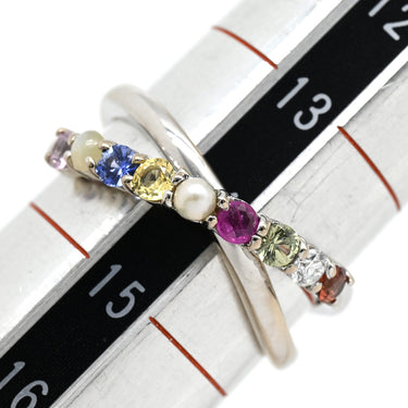 ノンブランド NON BRAND ホワイトゴールド×マルチカラー K18WG ダイヤモンド ルビー ピンクスピネル サファイア(イエロー/グリーン/ブルー) ガーネット パール クリソベリルキャッツアイ リング 指輪 ダイヤ ルビー ピンクスピネル サファイア ガーネット パール クリソベリルキャッツアイ 14号