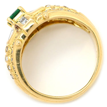 ノンブランド NON BRAND エメラルド 0.41ct ダイヤモンド リング イエローゴールド K18YG エメラルド ダイヤモンド リング 指輪 グリーン 緑 エメラルドカット AU750 18金 10号