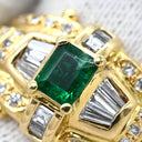 ノンブランド NON BRAND エメラルド 0.41ct ダイヤモンド リング イエローゴールド K18YG エメラルド ダイヤモンド リング 指輪 グリーン 緑 エメラルドカット AU750 18金 10号