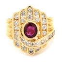 ノンブランド NON BRAND ルビー ダイヤ レッド×イエローゴールド K18YG ルビー ダイヤモンド リング 指輪 0.84ct イエローゴールド Au750 18K 18金 赤 オーバル 12号