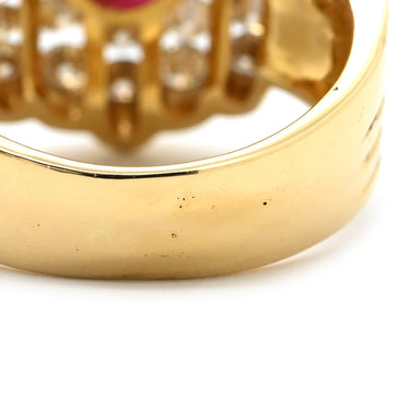 ノンブランド NON BRAND ルビー ダイヤ レッド×イエローゴールド K18YG ルビー ダイヤモンド リング 指輪 0.84ct イエローゴールド Au750 18K 18金 赤 オーバル 12号