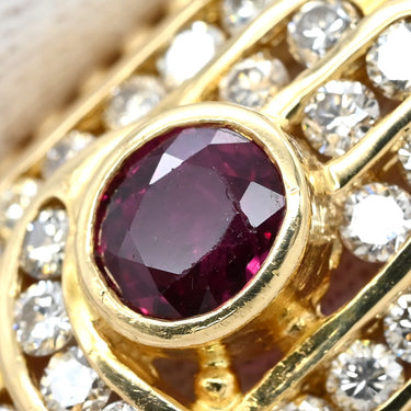 ノンブランド NON BRAND ルビー ダイヤ レッド×イエローゴールド K18YG ルビー ダイヤモンド リング 指輪 0.84ct イエローゴールド Au750 18K 18金 赤 オーバル 12号