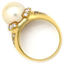 ノンブランド NON BRAND パール ダイヤ リング イエローゴールド K18YG パール ダイヤモンド リング 指輪 1P 1粒 真珠 18K 18金 YG ダイヤモンド ゴールデンパール 11号