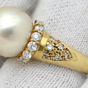 ノンブランド NON BRAND パール ダイヤ リング イエローゴールド K18YG パール ダイヤモンド リング 指輪 1P 1粒 真珠 18K 18金 YG ダイヤモンド ゴールデンパール 11号