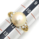 ノンブランド NON BRAND パール ダイヤ リング イエローゴールド K18YG パール ダイヤモンド リング 指輪 1P 1粒 真珠 18K 18金 YG ダイヤモンド ゴールデンパール 11号