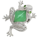ノンブランド NON BRAND カルセドニー ダイヤ ガーネット カエルモチーフ ピンブローチ ホワイトゴールド K18WG カルセドニー ガーネット ブローチ 緑 グリーン 蛙 かえる グリーングロシュラーガーネット