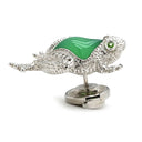 ノンブランド NON BRAND カルセドニー ダイヤ ガーネット カエルモチーフ ピンブローチ ホワイトゴールド K18WG カルセドニー ガーネット ブローチ 緑 グリーン 蛙 かえる グリーングロシュラーガーネット