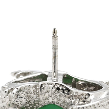 ノンブランド NON BRAND カルセドニー ダイヤ ガーネット カエルモチーフ ピンブローチ ホワイトゴールド K18WG カルセドニー ガーネット ブローチ 緑 グリーン 蛙 かえる グリーングロシュラーガーネット