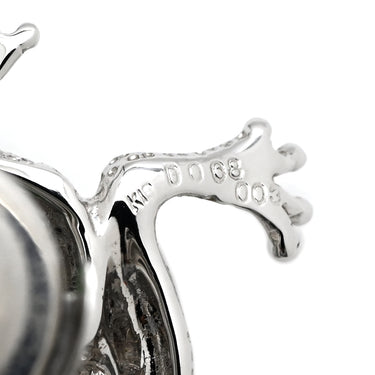 ノンブランド NON BRAND カルセドニー ダイヤ ガーネット カエルモチーフ ピンブローチ ホワイトゴールド K18WG カルセドニー ガーネット ブローチ 緑 グリーン 蛙 かえる グリーングロシュラーガーネット