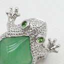 ノンブランド NON BRAND カルセドニー ダイヤ ガーネット カエルモチーフ ピンブローチ ホワイトゴールド K18WG カルセドニー ガーネット ブローチ 緑 グリーン 蛙 かえる グリーングロシュラーガーネット