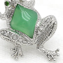 ノンブランド NON BRAND カルセドニー ダイヤ ガーネット カエルモチーフ ピンブローチ ホワイトゴールド K18WG カルセドニー ガーネット ブローチ 緑 グリーン 蛙 かえる グリーングロシュラーガーネット