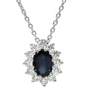 ノンブランド NON BRAND ブルーサファイア ダイヤモンド ペンダント ホワイトゴールド K18WG サファイア ダイヤモンド ネックレス 青 ブルー オーバルミックスカット 18KT 750 WG