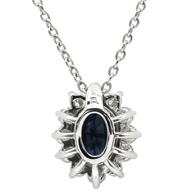 ノンブランド NON BRAND ブルーサファイア ダイヤモンド ペンダント ホワイトゴールド K18WG サファイア ダイヤモンド ネックレス 青 ブルー オーバルミックスカット 18KT 750 WG