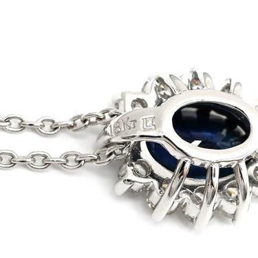 ノンブランド NON BRAND ブルーサファイア ダイヤモンド ペンダント ホワイトゴールド K18WG サファイア ダイヤモンド ネックレス 青 ブルー オーバルミックスカット 18KT 750 WG