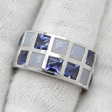 ルジアダ RUGIADA アイオライト カルセドニー リング ホワイトゴールド×ブルー K18WG アイオライト カルセドニー リング 指輪 RUGIADA Au750 18K 18金 12号