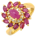 ノンブランド NON BRAND ルビー 1.56ct ダイヤリング イエローゴールド K18YG ルビー ダイヤモンド リング 指輪 レッド 赤 オーバルカボションカット 18K 750 YG 11号