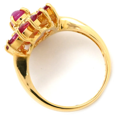 ノンブランド NON BRAND ルビー 1.56ct ダイヤリング イエローゴールド K18YG ルビー ダイヤモンド リング 指輪 レッド 赤 オーバルカボションカット 18K 750 YG 11号