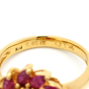 ノンブランド NON BRAND ルビー 1.56ct ダイヤリング イエローゴールド K18YG ルビー ダイヤモンド リング 指輪 レッド 赤 オーバルカボションカット 18K 750 YG 11号