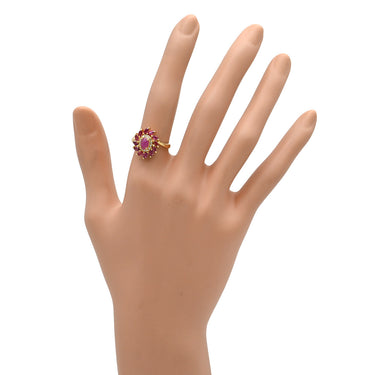 ノンブランド NON BRAND ルビー 1.56ct ダイヤリング イエローゴールド K18YG ルビー ダイヤモンド リング 指輪 レッド 赤 オーバルカボションカット 18K 750 YG 11号