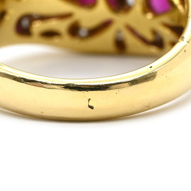 ノンブランド NON BRAND ルビー ダイヤ イエローゴールド K18YG ルビー ダイヤモンド リング 指輪 2.48ct 0.56ct Au750 18K 18金 赤 オーバルシェイプ 5石 5粒 14号