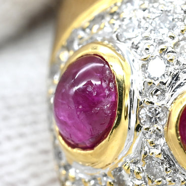 ノンブランド NON BRAND ルビー ダイヤ イエローゴールド K18YG ルビー ダイヤモンド リング 指輪 2.48ct 0.56ct Au750 18K 18金 赤 オーバルシェイプ 5石 5粒 14号