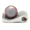 ノンブランド NON BRAND 黒蝶パール 12ｍｍ ダイヤモンド ホワイトゴールド K18WG パール ペンダントトップ 黒 シルバー 真珠 パヴェダイヤ Au750 18K ネックレストップ ラウンドシェイプ