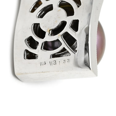 ノンブランド NON BRAND 黒蝶パール 12ｍｍ ダイヤモンド ホワイトゴールド K18WG パール ペンダントトップ 黒 シルバー 真珠 パヴェダイヤ Au750 18K ネックレストップ ラウンドシェイプ