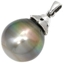 ノンブランド NON BRAND 黒蝶パール 14ｍｍ ホワイトゴールド K18WG パール ペンダントトップ 真珠 黒 シルバー Au750 18K 18金 ネックレストップ ペンダントヘッド オフラウンドシェイプ