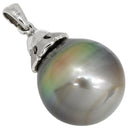 ノンブランド NON BRAND 黒蝶パール 14ｍｍ ホワイトゴールド K18WG パール ペンダントトップ 真珠 黒 シルバー Au750 18K 18金 ネックレストップ ペンダントヘッド オフラウンドシェイプ