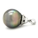 ノンブランド NON BRAND 黒蝶パール 14ｍｍ ホワイトゴールド K18WG パール ペンダントトップ 真珠 黒 シルバー Au750 18K 18金 ネックレストップ ペンダントヘッド オフラウンドシェイプ