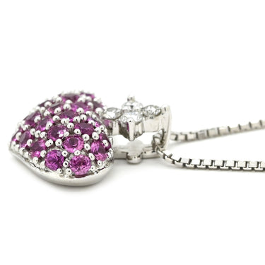 ノンブランド NON BRAND ルビー ダイヤペンダント ホワイトゴールド K18WG ルビー ダイヤモンド ネックレス ダイヤモンド 赤 ハートモチーフ ラウンドミックスカット