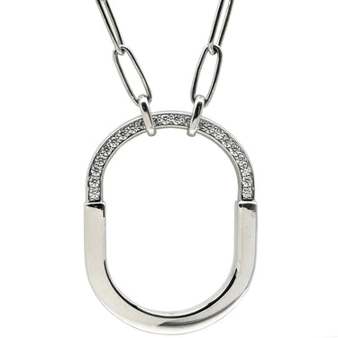 ティファニー Tiffany & Co ロック ペンダント ホワイトゴールド K18WG ダイヤモンド ネックレス T&Co. Au750 18K ダイヤ オーバル型 チェーン
