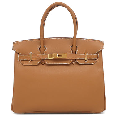 エルメス HERMES バーキン30 ゴールド ヴォーエプソン ハンドバッグ ゴールド金具 茶