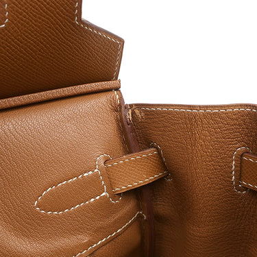 エルメス HERMES バーキン30 ゴールド ヴォーエプソン ハンドバッグ ゴールド金具 茶