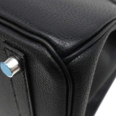 エルメス HERMES バーキン30 ブラック ヴァッシュリエジェ ハンドバッグ シルバー金具 黒