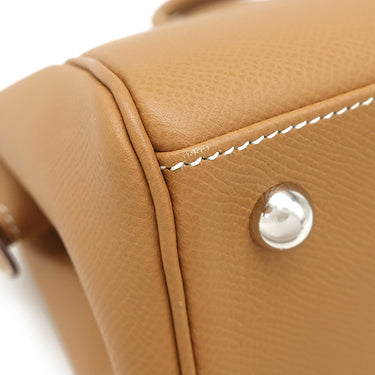 エルメス HERMES パリボンベイ 27 ナチュラル ヴォーエプソン ハンドバッグ シルバー金具 茶